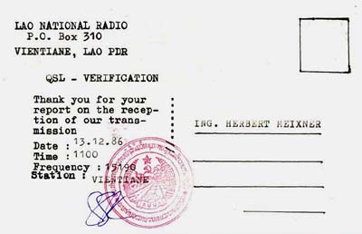 qsl national radio laos bestätigung